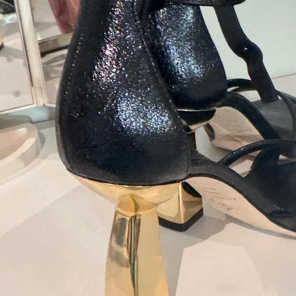 ANTONIO MELANI Black Heels with Gold Accent - Picture 6 of 9